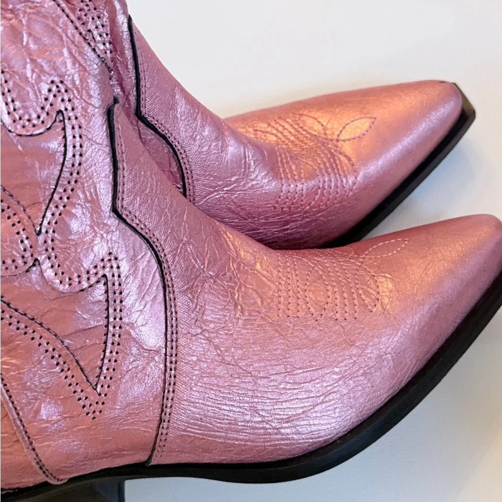 FREE PEOPLE WAY OUT WEST METALLIC WESTERN BOOTS SIZE 39/9 - Picture 11 of 12